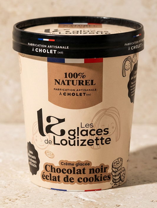 Crème glacée Chocolat noir et éclats de cookies