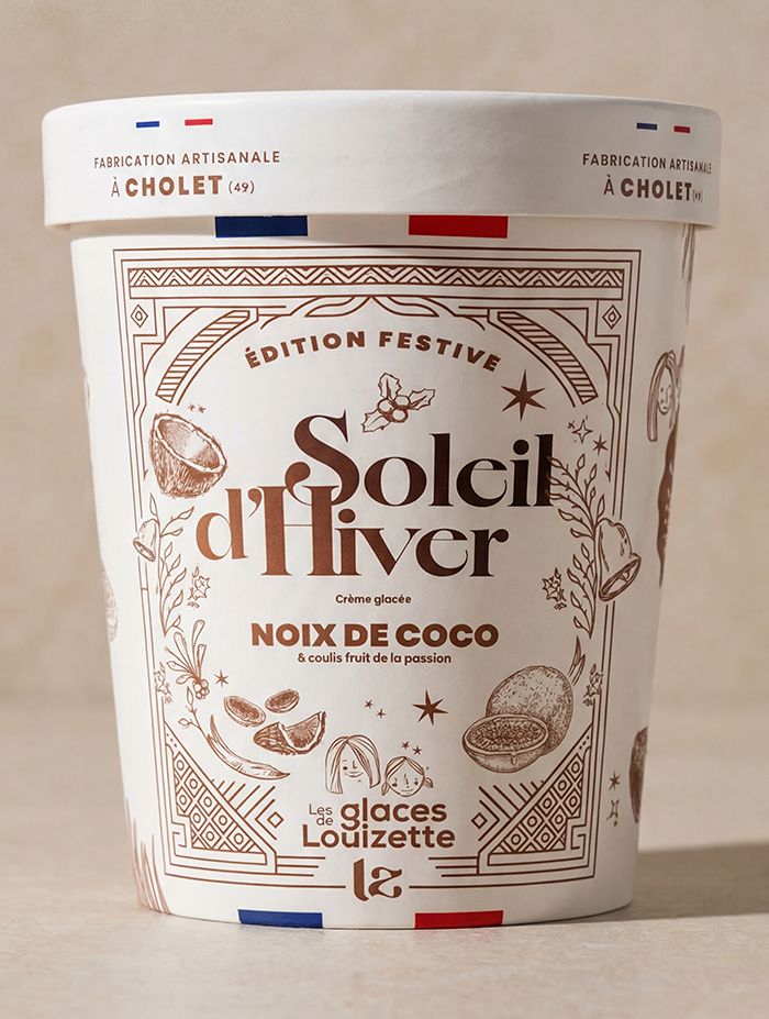 Edition festive 2025 . Soleil d'Hiver : noix de coco et coulis fruit de la passion
