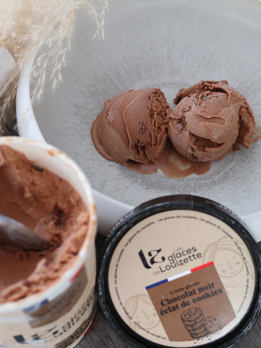Crème glacée Chocolat noir et éclats de cookies